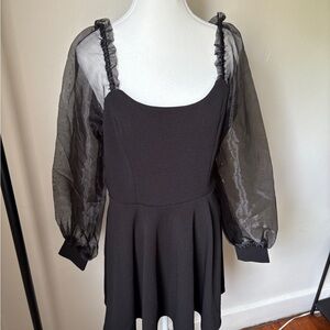 Crystal Doll Black Dress with Sheer Detail